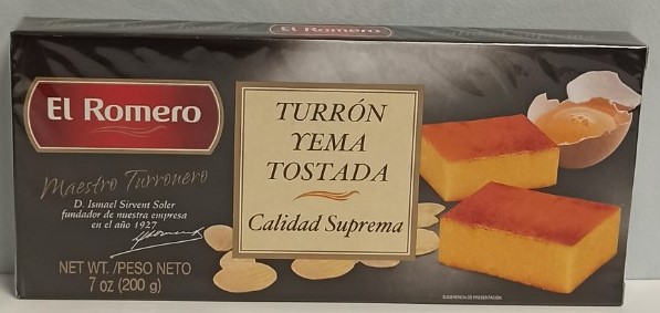 TURRON YEMA TOSTADA ELROMERO 200G C.SUPR.