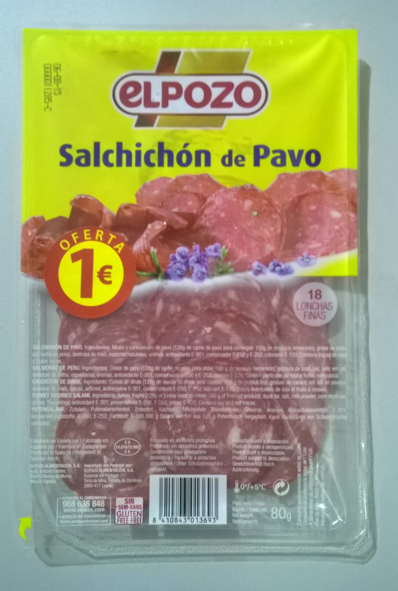 SALCHICHON PAVO ELPOZO LONCH. 70G